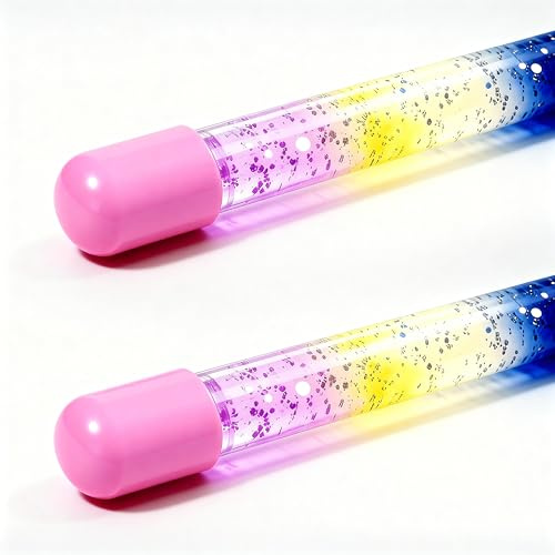 Generisch 2 Stück Glitzer Zauberstäbe Magic Wand Je 31 cm Lang Zweifarbig Bunter Glitzerstab Stilvolles Zubehör Für Die kleine Prinzessin Fee Oder Den Zauberer – Zauberstab Glitzer (2Rosa)