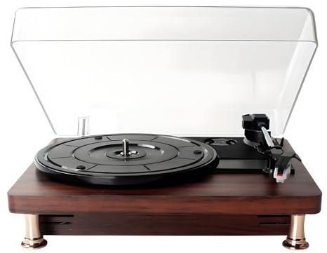 Giradischi Bluetooth con altoparlanti integrati, giradischi retrò a 3 velocità per vinile da 7/10/12 pollici, grammofono classico per soggiorno e feste