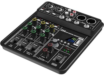 DJ-Controller, 4-Kanal-Soundmixer mixer mit 48 V Phantomspeisung USB Bluetooth Studio DJ-Konsole