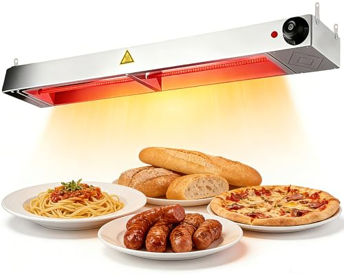 YAOYAOO Lampada Scaldavivande a Sospensione con Regolazione Temperatura | Lampada Riscaldante a Infrarossi per Cucina e Buffet, Acciaio Resistente, Da 30 a 80 °C, Per Mense, Hotel e Ristoranti