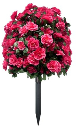 Generisch Fiori di azalea artificiali con picchetti, decorazione da giardino, tessuto di seta, resistente alle intemperie, decorazione per cortile, accessori per matrimoni (rosso, 58 cm)