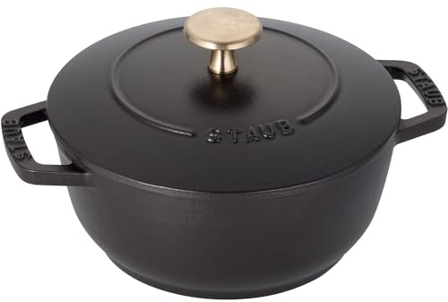 staub Wa-NABE 40501-000 Wanabe Black S 6.3 Inch Two-Hand Casting Enamel Pot Rice Induction Compatible Japanese Authentic Product