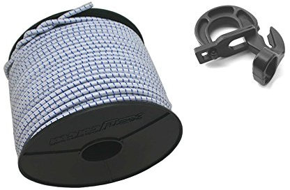 Seilwelt 10mm Expanderseil 40m Gummiseil + 10 Easyfix Haken Gummileine Planenseil Seil Plane in Weiss Blau