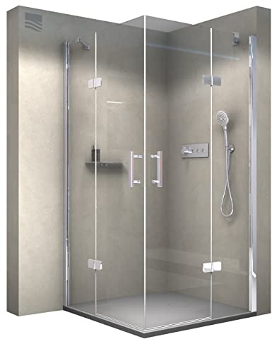 Eckdusche DX407-8 mm Nano Echtglas - Breite wählbar, Türelement Rechts:100cm, Türelement Links:100cm