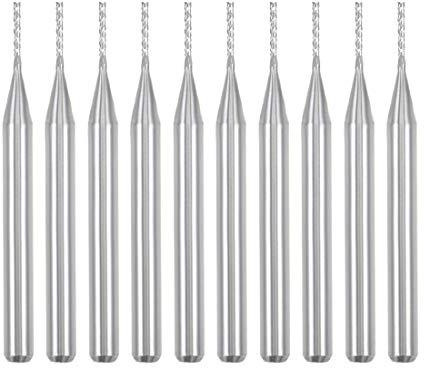 sourcing map 10Pcs 0.8mm Carbide End Mill Engraving Milling Cutter CNC Router Bits for PCB Machine, 1/8 Shank