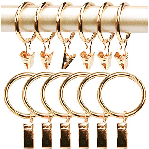20PCS Métal Anneaux de Rideau Pinces à Tout Usage pour Décoration de Rideaux et Tiges (Couleur d'or)