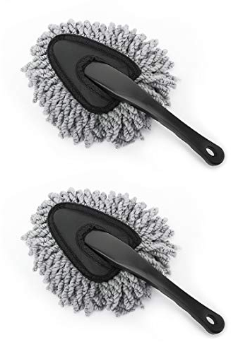 MoKo Lot de 2 brosses de Nettoyage en Microfibre Super Douce pour Tableau de Bord de Voiture, Moto, Tableau de Bord, Grille d'aération - Gris