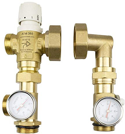 Festwertregelset für Fußbodenheizung ohne Pumpe Messing Mischventil Afriso UM-2 (Ohne Pumpe)