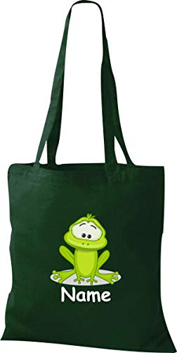 Shirtinstyle Stoffbeutel Tasche, Tiermotiv Frosch mit Wunschnamen, Natur Zoo Tiere Animal, Geschenk, Baumwolltasche, Logo, Spruch, Verwandschaft, Motiv, Farbe Natur