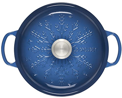 Le Creuset Noel Collection: Signature Cast Iron Braiser Embossed Snowflake w/Stainless Steel Knob, 2.25 qt., Marseille
