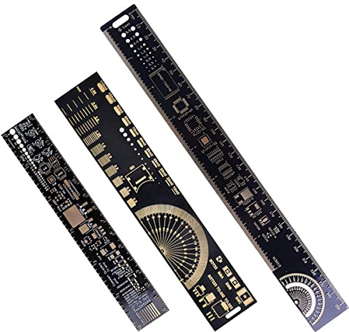 DAOKAI 3PCS PCB Regla 3 Tamaños 15/20/25cm 5.9/7.8/9.8in Regla de ingeniería multifuncional Resistor Capacitor Chip IC Herramienta de medición Regla de placa de circuito impreso
