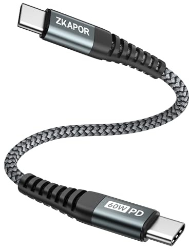 ZKAPOR USB C auf USB C Kabel Kurz 30CM, USB C Kabel 60W PD Schnellladekabel | USBC auf USBC Kabel Kurz 60W Schnellladekabel USB Typ C für iPhone 17/16/15 Pro Max, Galaxy, Pad Pro/Air, Huawei/Mate, Pixel