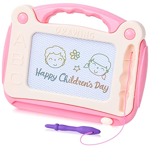 OSDUE Planche à Dessin Magnétique, Tableau de Griffonnage Effaçable avec Stylo Magnétique, Bloc-notes de Peinture, Jouet de Voyage, Cadeau d'anniversaire, Jouet d'apprentissage Educatif (Rose)