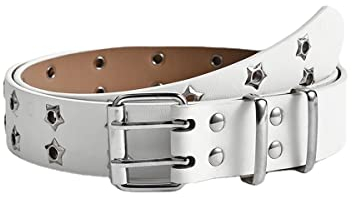 UICIOP Gothic Gürtel Stern Nieten Doppelnadel Schnalle PU Leder Gürtel Herren und Damen Jeans Mode Gürtel, Weiss/opulenter Garten, Einheitsgröße