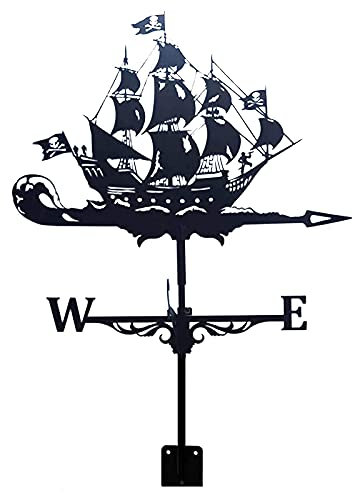 Girouette Girouette Girouette Indicateur de Direction du Vent Rétro Bateau à Voile Bateau de Pêche Bateau Pirate Forme Girouette,Creative Home Decor Ornement Cadeau pour Ferme Cour Jardin (Couleur: St