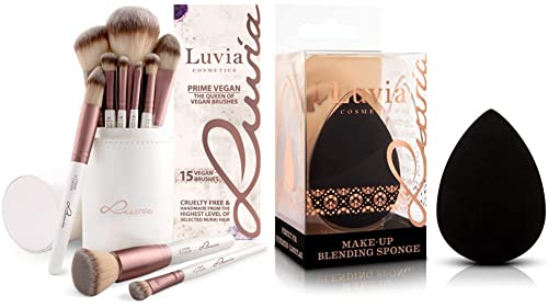Pinselset Make-Up Von Luvia & Luvia Beauty Blender Schwamm - Make-Up Ei - Extra Weicher Blending Sponge - In Zeitlosem Schwarz - Kosmetik Schwämmchen