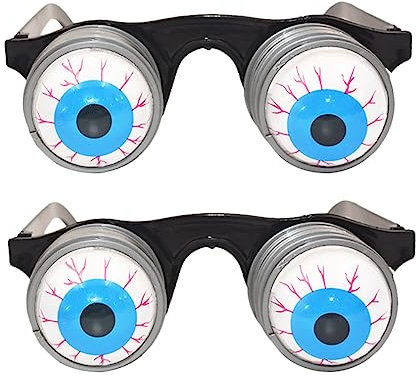 FOYTOKI 2pcs Funny Eyeball Glasses for Halloween Costume Party Props Scary Eyeglasses for Themed Events Unique and Portable Dance Accessories