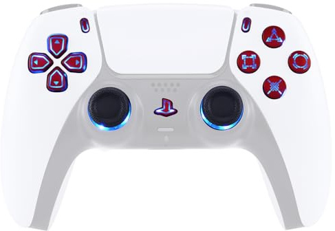 eXtremeRate Multicolore Tasti Luminosi per ps5 Controller BDM-030/040/050,D-Pad Levette Analogiche Pulsanti DTF V3 LED Kit Ricambio per ps5 Joystick(Senza Controller)-Rosso Scarlatto