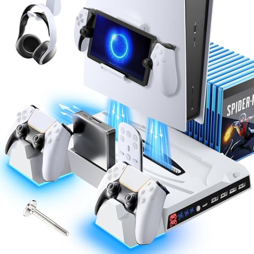 Fenolical Stazione di Ricarica Rapida USB per Controller, Adattatore AC 5V/3A, Accessori Ricarica Doppia Stile Cane Elettronico con Indicatore LED-Arancione