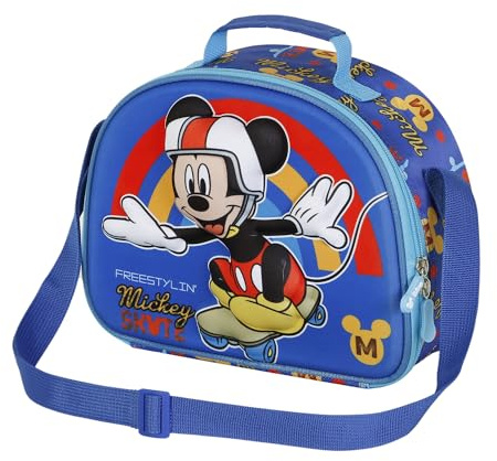 Disney Classic Mickey Mouse, Bolsa Portamerienda 3D, 25.5 x 20 cm, Azul Freestyle
