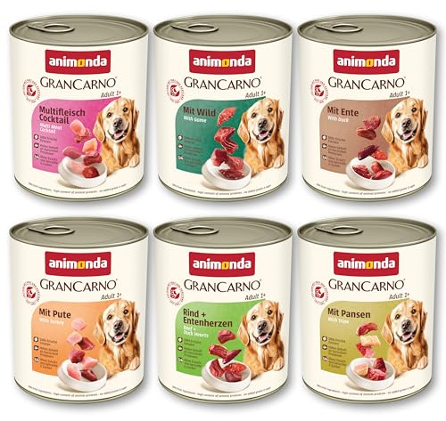 GranCarno Variation II - Nourriture Humide pour Chien - 6 x 800 g - Nourriture Humide sans céréales ni Sucre - pour Chiens Adultes - avec ingrédients charnels Frais