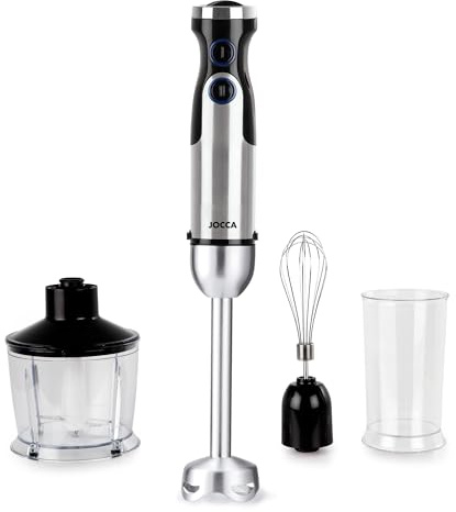 JOCCA - Mixeur Plongeant 1200W avec Accessoires | Lames et Pied en Acier Inoxydable | 6 Vitesses et Fonction Turbo | Robuste et Polyvalent