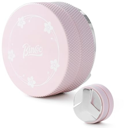 Pink 58mm Coffee Distributor & Tamper, Espresso Hand Tamper Tool Fits 58mm Portafilters, Adjustable Depth Coffee Tamper and Leveler