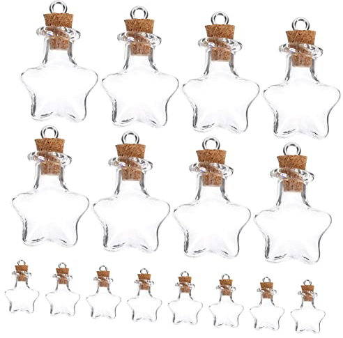 Alipis 30pcs Water Drop Shape Glass Wishing Bottles Cork Stoppers and Star Hooks, Diy Craft Decorative Glass Drift Jars for Home Storage and Handmade Projects
