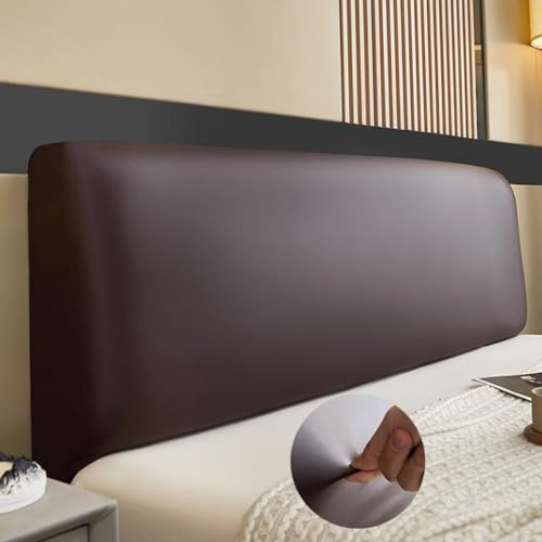 AYUOEODM Bettkopfteil Hussen Bett Kopfteil Bezug/Überzug 180 Leder,Elastisch Kopfteilbezug Schwarz,Staubdichte Dehnbare Schutzhülle Für Schlafzimmer Kopfteil (Color : Brown, Size : 170-190cm)