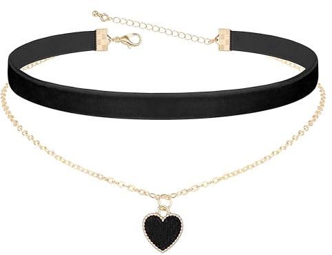 Heveer Choker Halsband Geschichtet Verstellbare Halsband Damen Schmuck für Mädchen Gothic Choker Kette