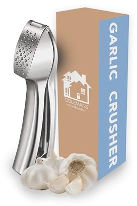 Coleman's Homeware - Premium Stainless Steel - No Peel Garlic Press Crusher - Cleaning Brush & Garlic Peeler Skin Remover Included - Kitchen Equipment - Amazon Kitchen Gadgets, 507000