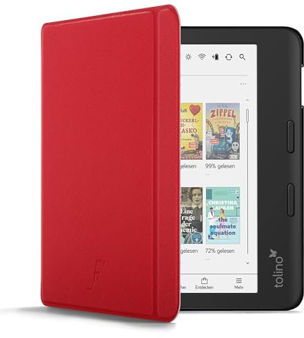 Forefront Cases Hülle für Tolino Vision Color (Modell: 2024) - Rot - Dünn und Leicht, Smart Auto Schlaf/Wach Schutz-Hülle (Tasche) für Tolino Vision Color (Colour)
