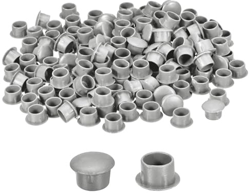 sourcing map 500Pcs Screw Hole Plugs, 10mm(3/8) Dia Plastic Round Button Plugs Snap in Locking Hole Covers Flush Type Caps for Furniture Cabinet, Light Grey
