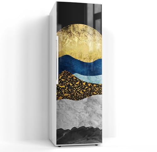 DEQORI Magnetfolie für Kühlschrank 60x180 cm | Motiv Goldene Mondnacht | dekorative Magnetmatte Gefrierschrank Schutz | Magnet Deko-Folie selbstklebend, magnetisch & beschreibbar