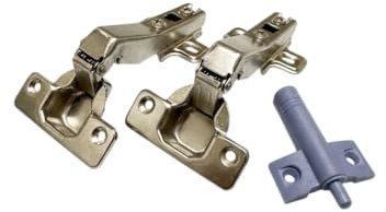 Set di 2 cerniere a scomparsa per angoli a 45° per ante mobili completamente incassate - apertura di montaggio 35 mm - con clip e ammortizzatore