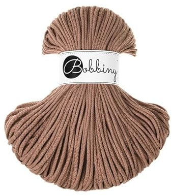 Bobbiny Junior Baumwoll-Flechtschnur - 3mm x 100m - Vielseitige Makramee-Kordel für Stricken, Weben, DIY-Basteln und Heimdekoration - Hochwertige Bunte Bastelschnur - Mocha Mousse