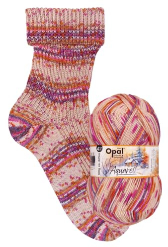 Opal Sockenwolle Aquarell, 4-fädig, 75% Schurwolle Superwash, 425m/100g, Nadelstärke 2-3mm (11537Winterruhe)