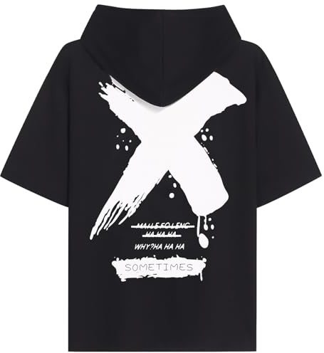 KENAIJING Sweat Manche Courte Homme Imprimé Hip Hop Tee Shirt | Sweats à Capuche Homme Motif Athlétique Hoodie à Manches Courtes