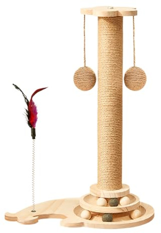 Poste Rascador para Gatos | Pulidor De Uñas con Columna para Felinos | Rascador Multifuncional para Ejercicio Felino y Diversión, Estructura 4 en 1 para Gatitos