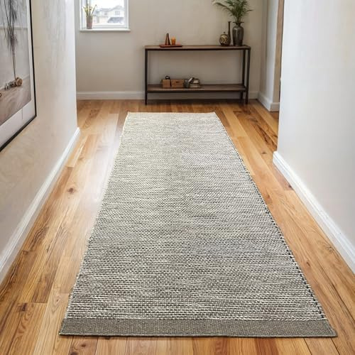 MY-RUG Läufer [80 x 200cm] Teppich Wohnzimmer | handgewebt aus Schurwolle