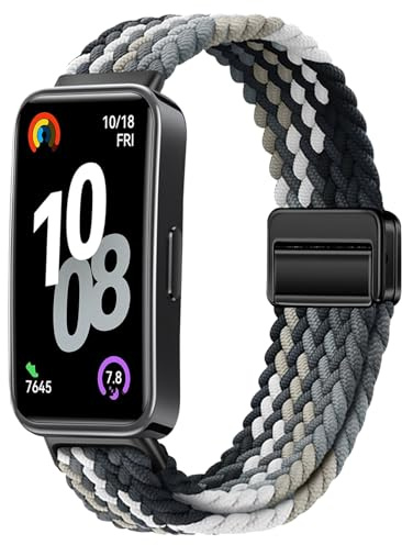 OUTPUTBT Geflecht Magnetisch Armbänder Kompatibel mit HUA WEI Band 10/9/8 Armband Elastisch Nylon Baumwolle Sport Ersatzarmband für HUA WEI Band 8/9/10 für Damen Herren
