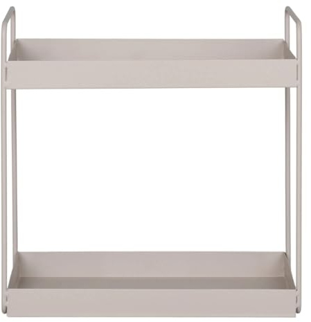 Dezain® Home - Standregal Rabo aus Stahl - 31 x 30 x 15 cm in Sand | Kleines Bodenregal mit Tragegriffen, Dekoregal & Organizer für Flur, Küche und Stube – praktisches Regal mit 2 Ablagen