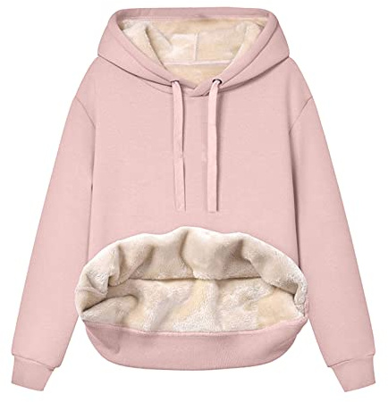 Sweat à capuche bleu clair - Doublé en polaire - Hiver - Velours - Chaud - Col en V - Manches longues - Sous-vêtements - Hauts - Chemisier - Sweatshirt pour homme, Rose, M