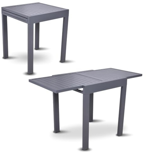 Schauer Gartentisch ausziehbar Esstisch 65/130x65 cm erweiterbar bis 6 Personen Ausziehtisch mit Aluminium-Gestell & Lamellen-Tischplatte Balkontisch Gartentisch Wetterfest & UV-Beständig