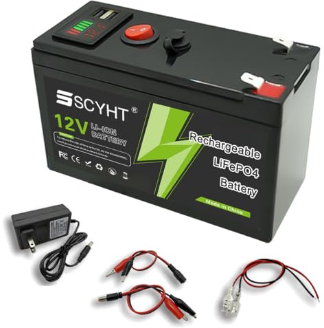 SSCYHT Lithium Battery 12V 12Ah 6Ah 8Ah 15Ah LiFePO4 Battery 10Ah Removable Batteries 12V Li-ion Batteries for Solar for Below 180W Motor Kit with USB Port,12V10Ah