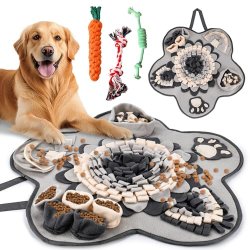 JOYBOY Schnüffelteppich Hund, Schnüffelmatte 60x60cm, Trainingsmatte | 3 Hundespielzeuge inklusive — Waschbar, für alle Hunderassen, Fördert natürliche Nasenarbeit, Langlebig