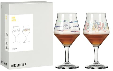 RITZENHOFF 8261008 Bierglas-Set 427 ml - 2er Set - Serie Radsport - 2 Stück mit Radsport-Motiv - Made in Germany