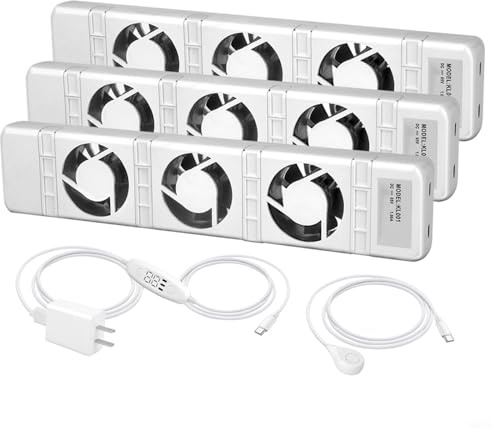 Hoppipola Set di ventole per termosifone, ventilatore automatico con sensore di temperatura, silenzioso 20 dB, risparmio energetico, bianco, per radiatori da 50-75 cm (set)