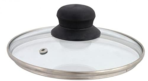 Glasdeckel mit Edelstahlring 12, 14, 16, 18, 20, 22, 24, 26, 28 cm, Edelstahl, 16 cm, Ø 14 cm