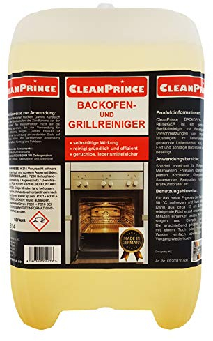 CleanPrince Backofenreiniger und Grillreiniger 5 Liter Konzentrat | Fett Öl eingebrannte Lebensmittel Ofen reinigen Reiniger Backofen Herd Reiniger Backblechreiniger Ofenreiniger Kanister
